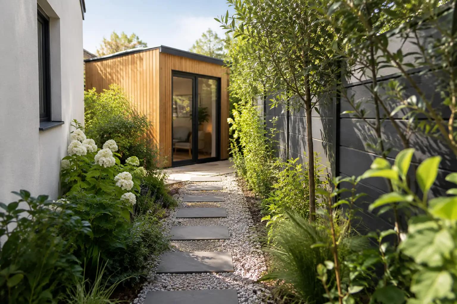 Guide accès chantier pour un jardin étroit