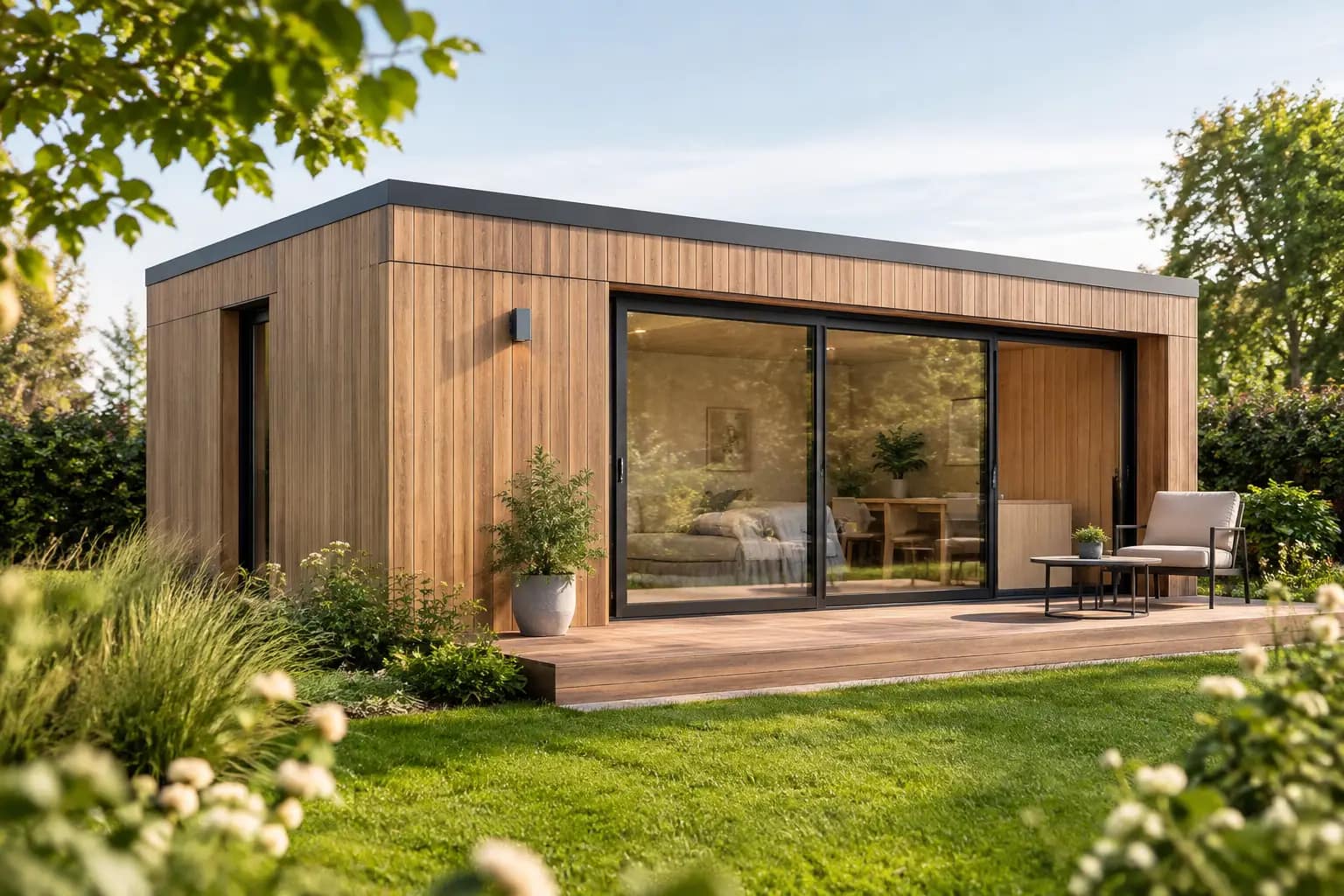 Matériaux durables pour une annexe contemporaine